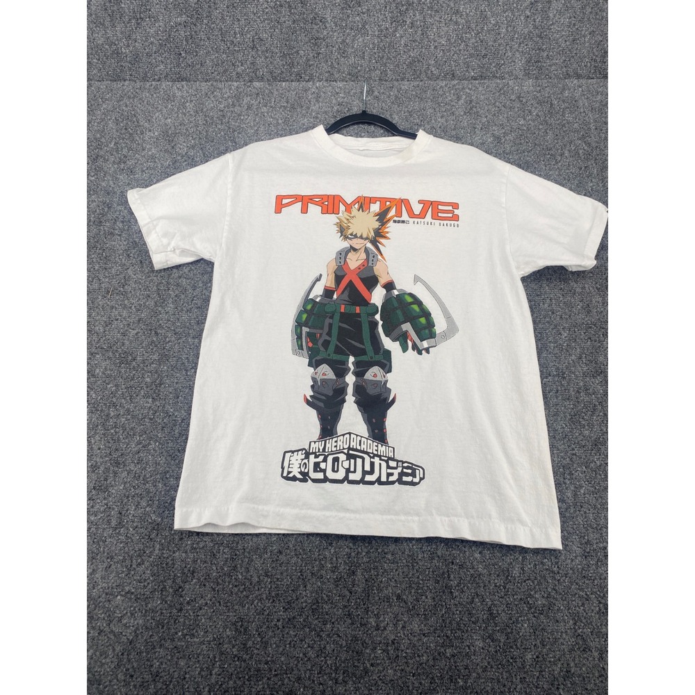 Primitive My Hero Academia Bakugo T-Shirt Mens Medium White Cotton Graphic Tee